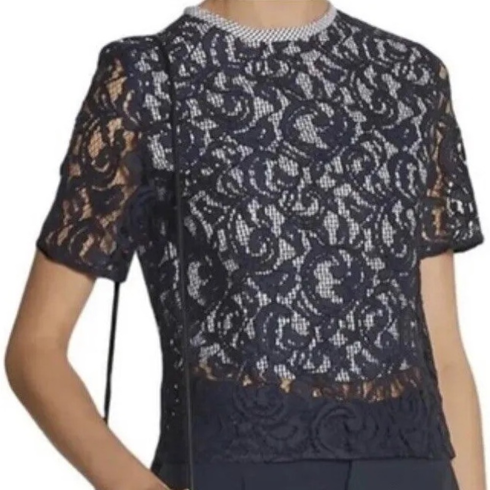 Carven Blue Lace Top
